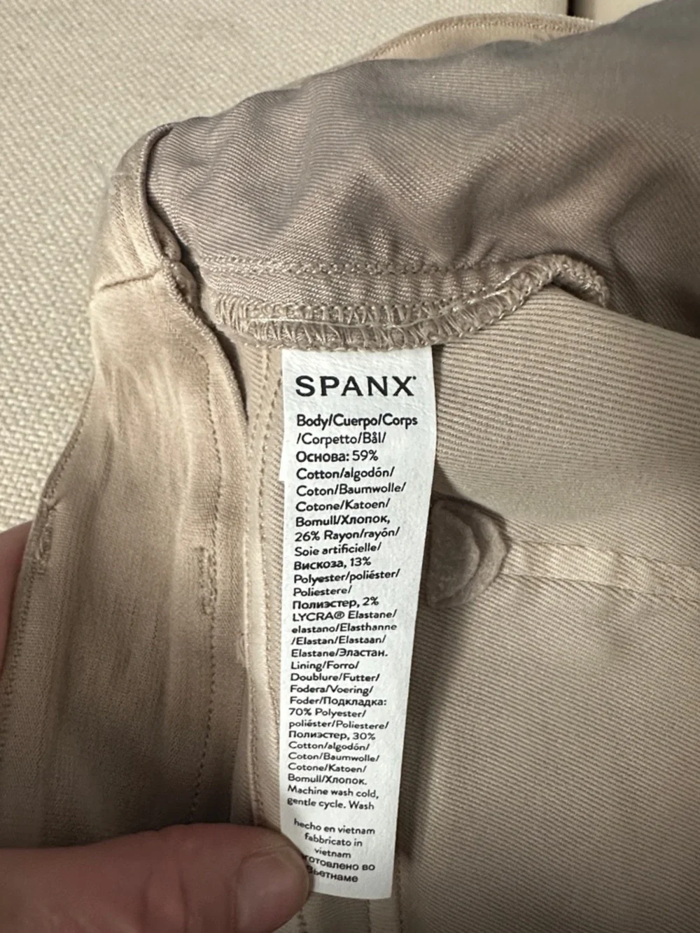 SPANX Spanx Womens Pants Stretch Twill Cropped Wide Leg Beige Bone Size NWT - Picture 8 of 8